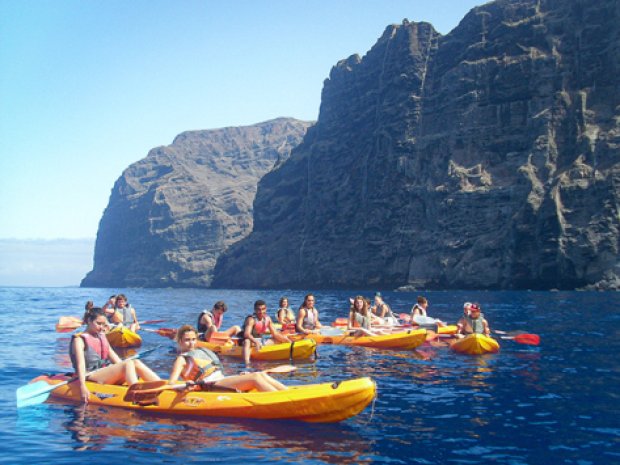 Ados kayak canaries été voyage