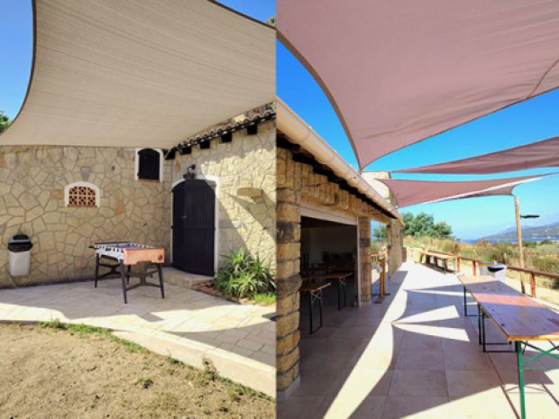 terrasse du réfectoire du camping en corse 