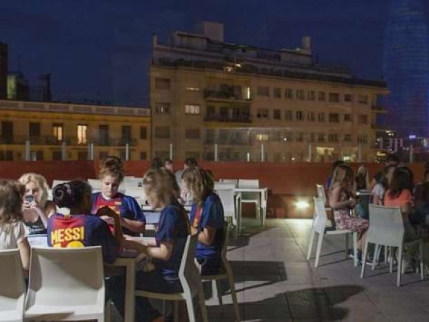 Terrasse de l'auberge de jeunesse de Barcelone